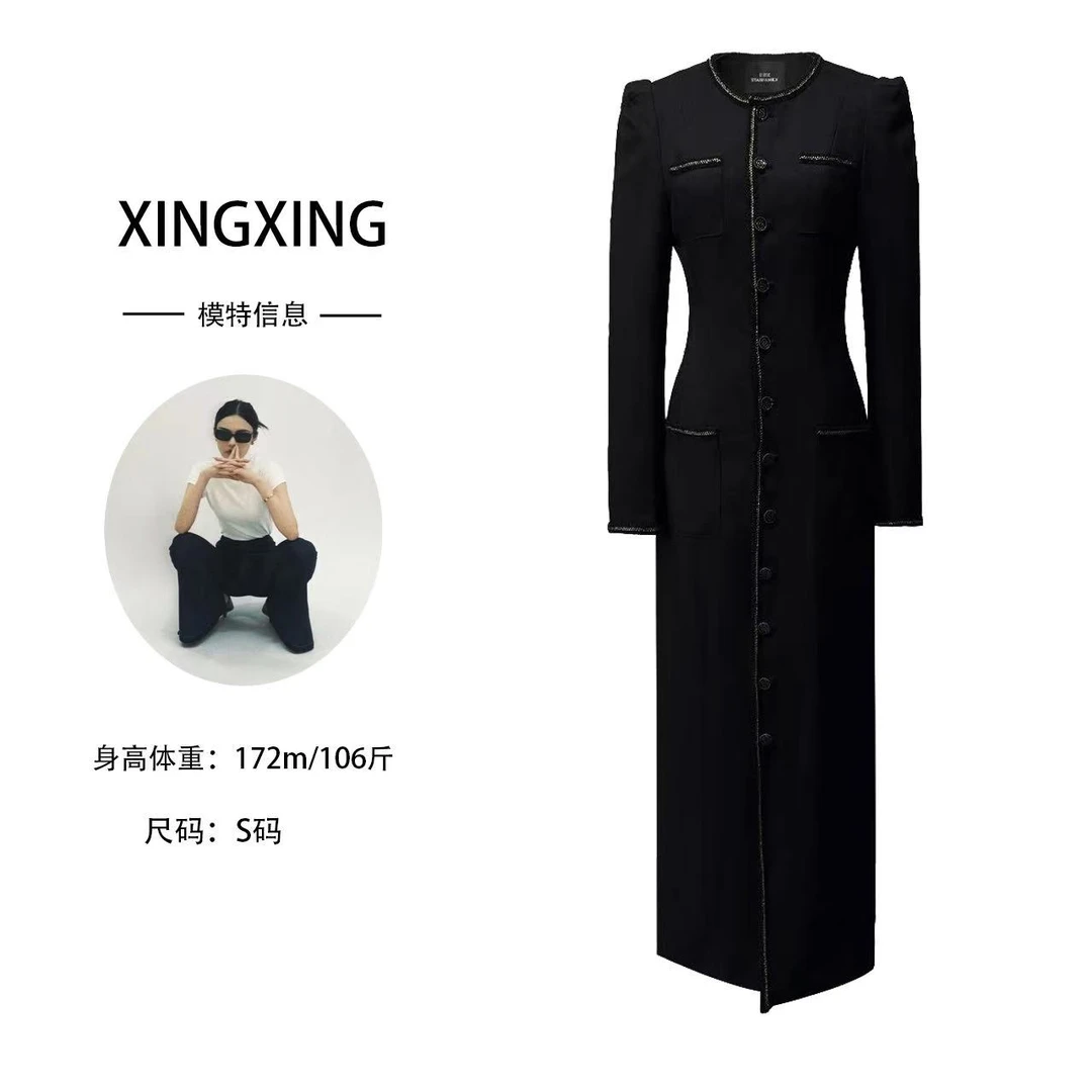 XINGXING 伦敦香风 春季 时尚气质女士黑色收腰显瘦设计师款 风衣