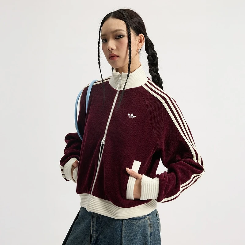 adidas/阿迪达斯女子休闲针织宽松运动夹克外套KS0400
