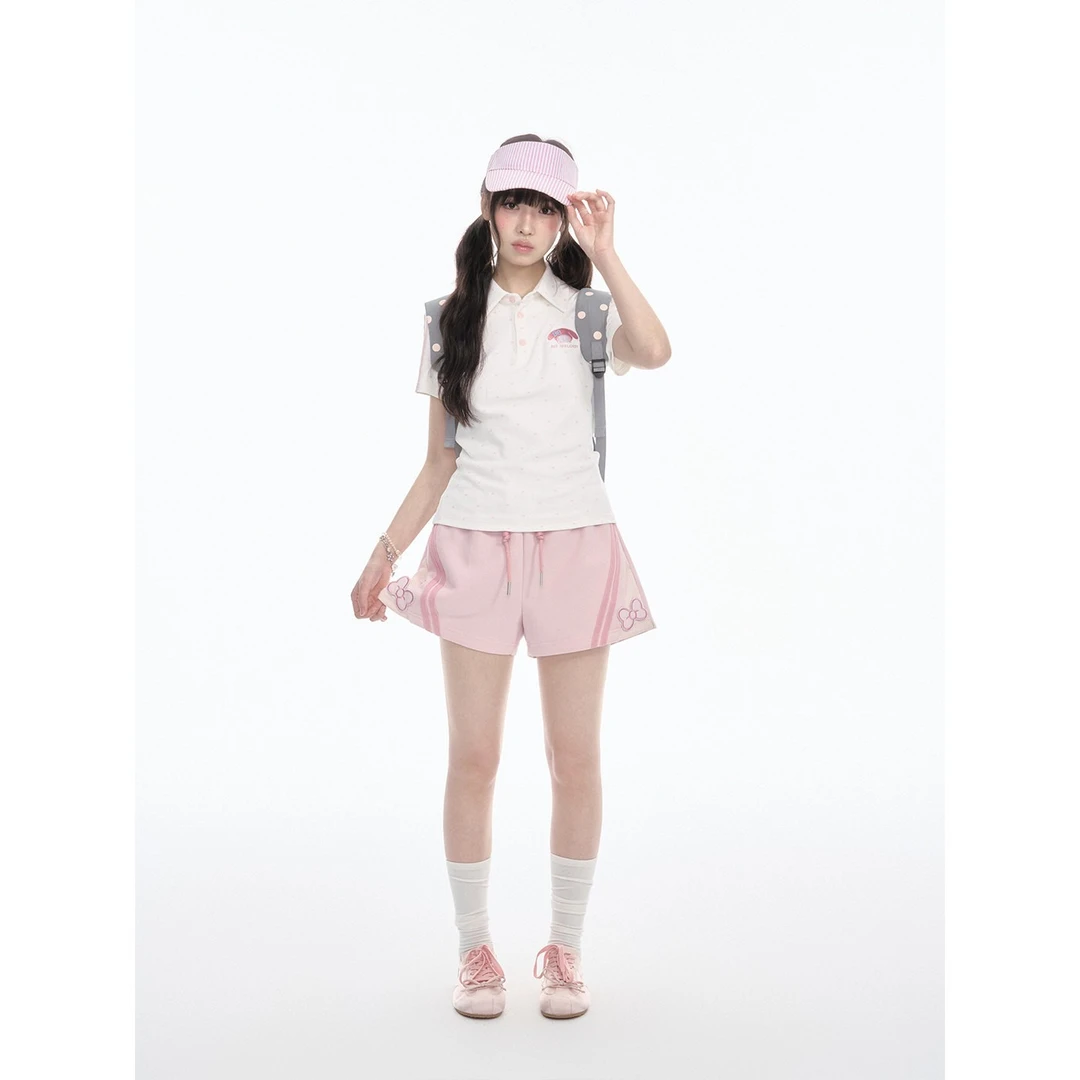 梗豆物语×美乐蒂合作款*2026春夏新款波点体操服短袖时尚套装