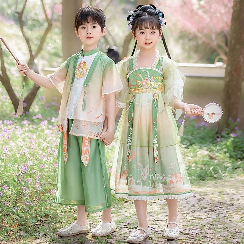 汉服儿童演出服春夏季男童古装女童唐装新中式国风幼儿园国学服装