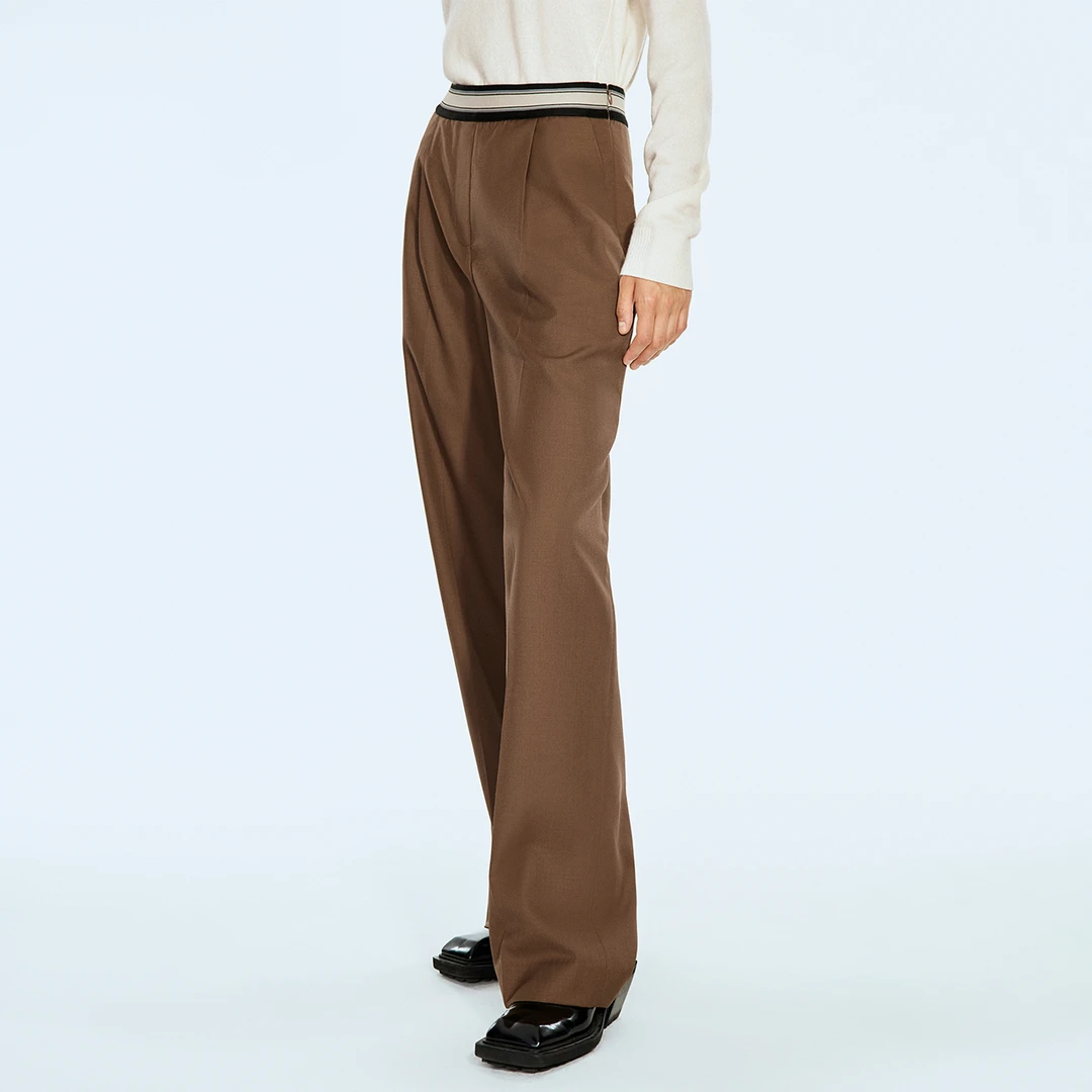 COVERINS 春季新款精纺羊毛休闲直筒长裤CC34120100