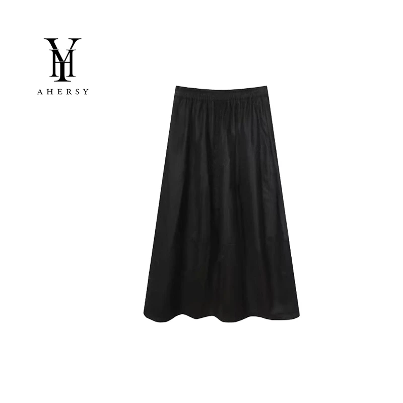 AHERY-复古肌理半身裙C33女松紧腰显瘦修身气质包臀a字裙女B105