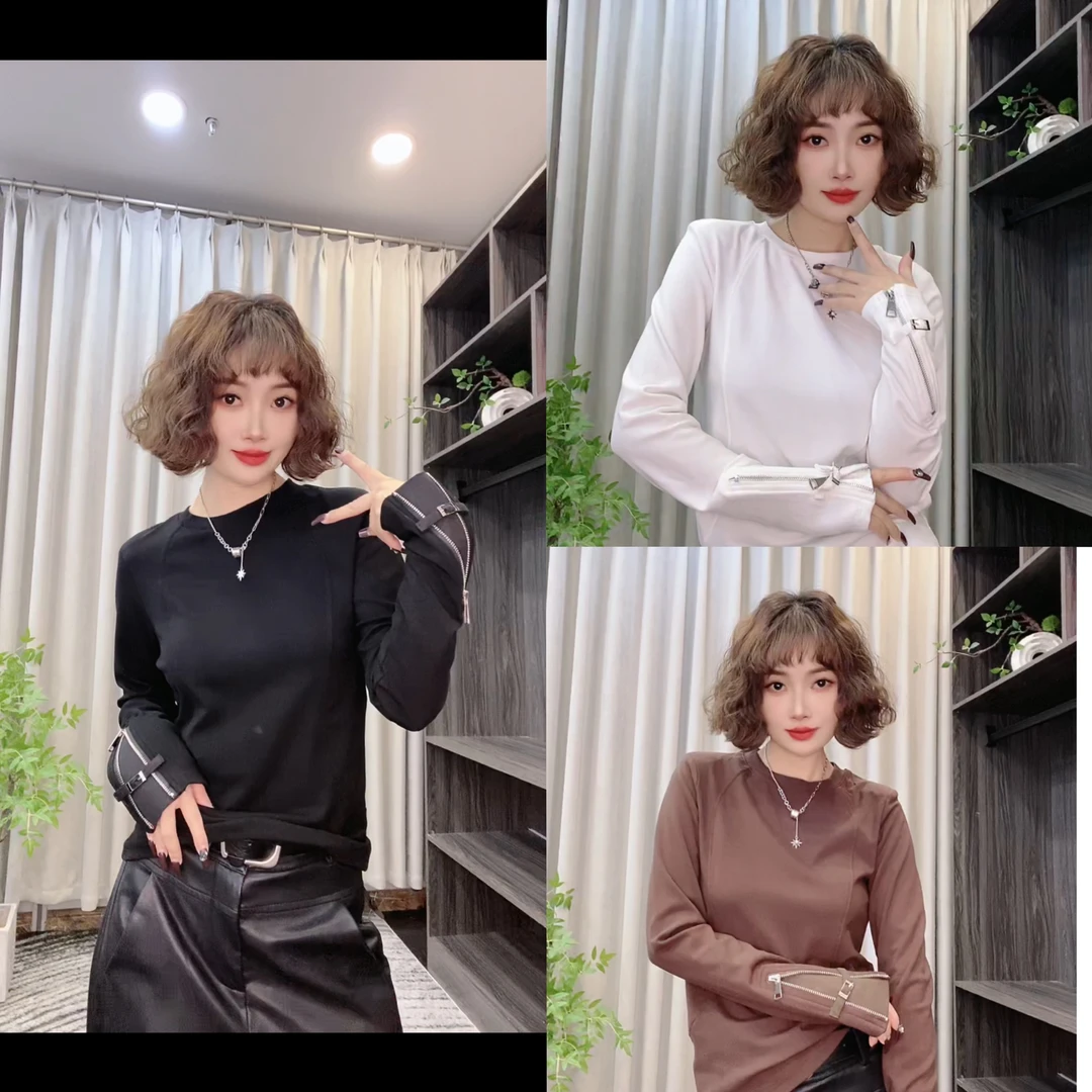 冬季新款加绒带垫肩修身打底衫气质显瘦百搭款T恤