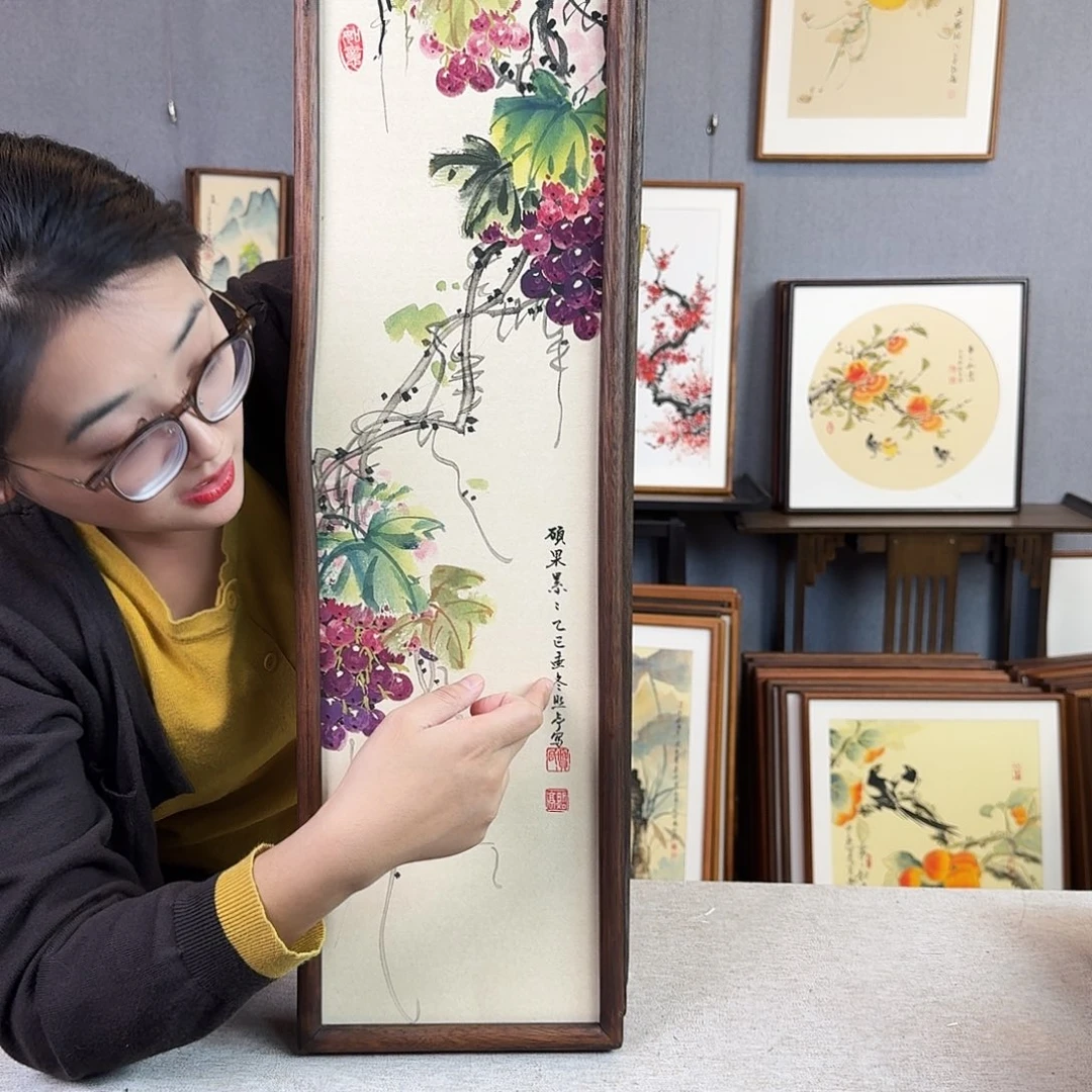 国画手绘带框尺寸：20*70