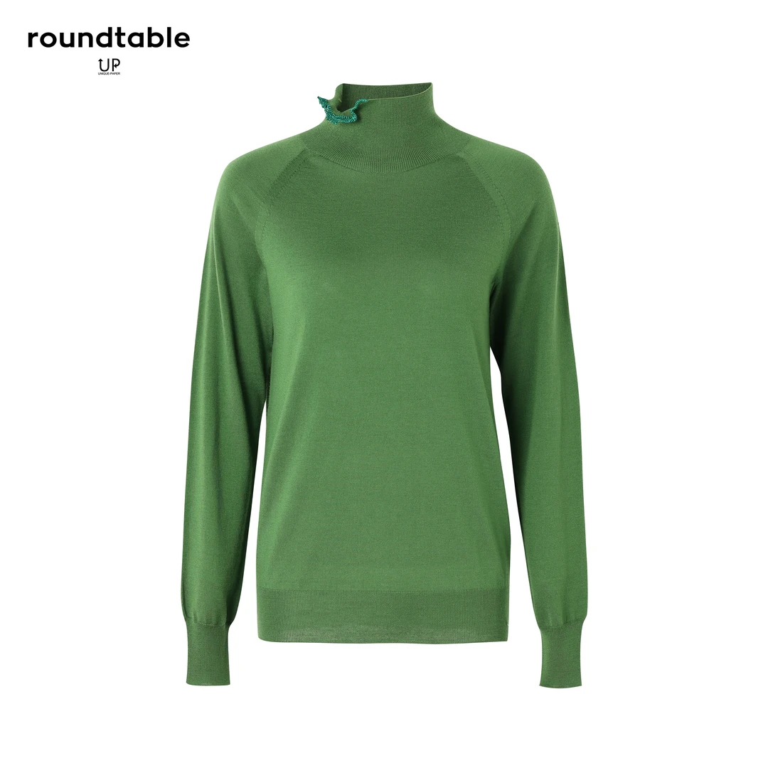 简约设计款南港的秋高领套头毛衫长袖针织时尚百搭绿色ZFW7106365