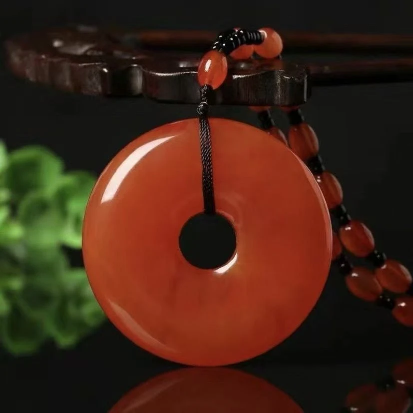 【闪购链接】精品琥珀血珀红圆平安扣吊坠