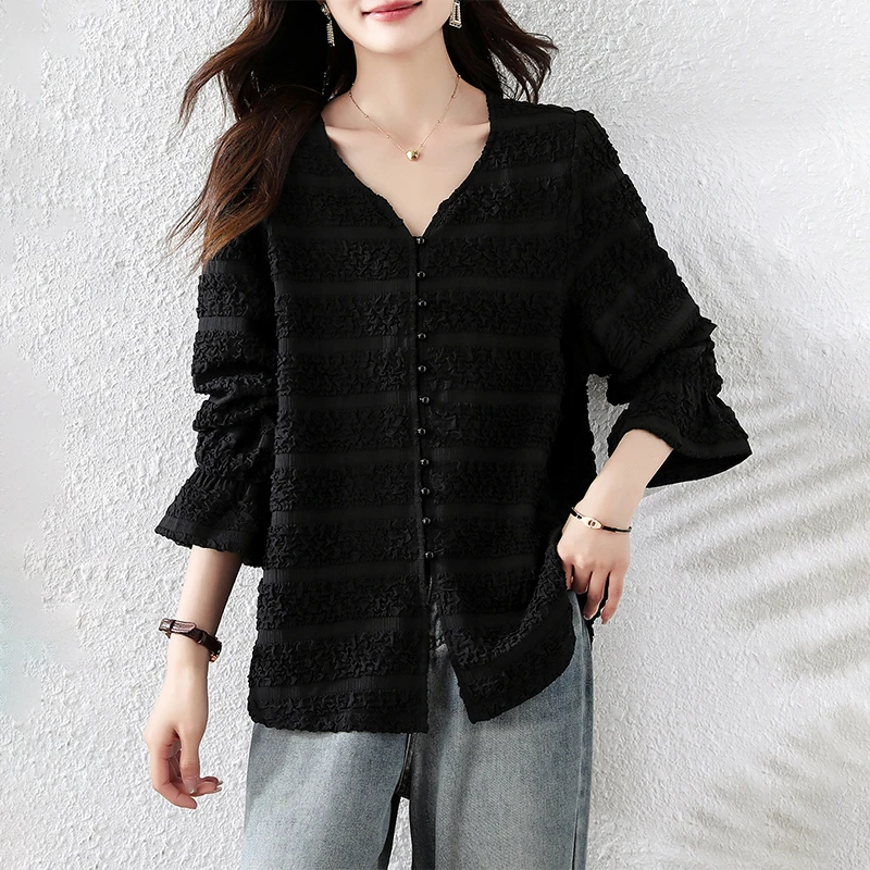 【女神新衣】2025春夏季百搭简约大码衬衫时尚休闲宽松显瘦微胖上衣