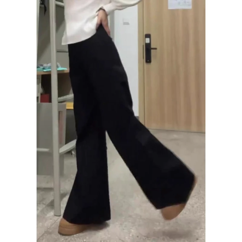 黑色A版阔腿牛仔裤女秋冬新款大码胖mm宽松显瘦梨形身材直筒裤子
