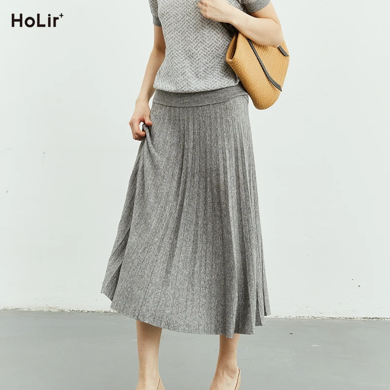 【春夏单品】精纺丝麻绒高奢混纺半裙时尚气质百搭裙7559