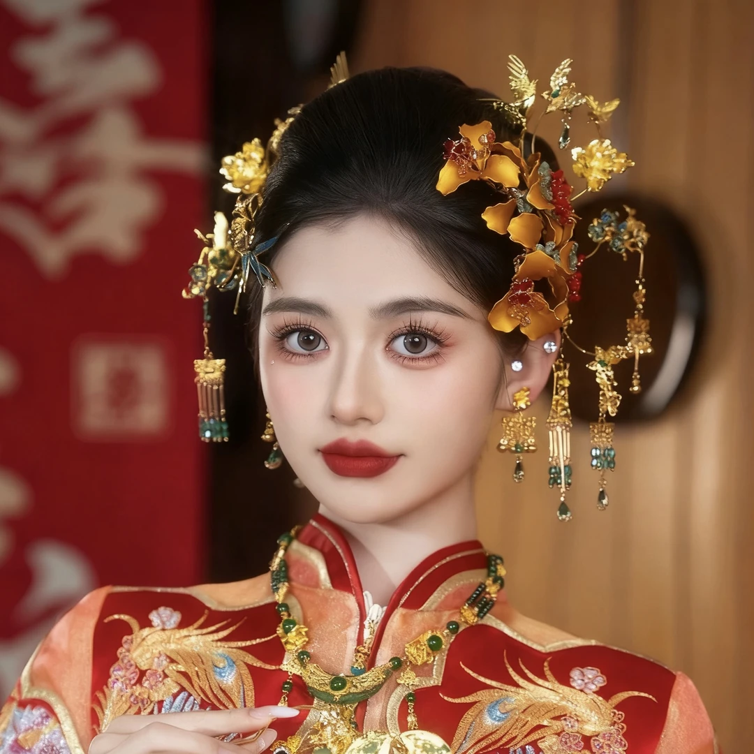 D103喜看新款立体花秀禾头饰唯美步摇