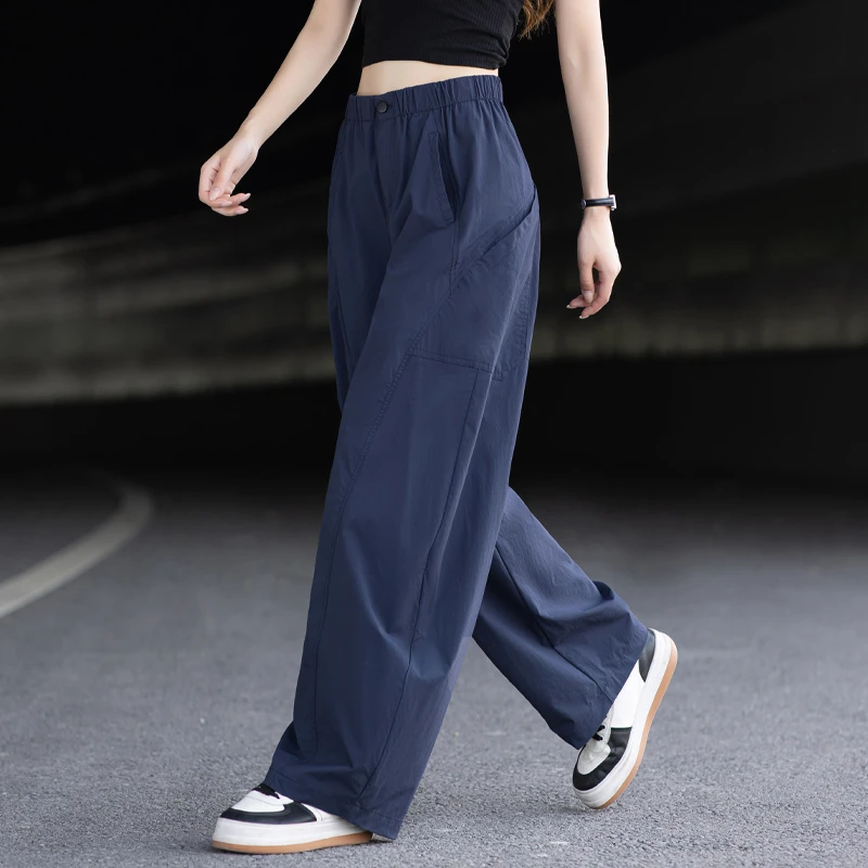 弯刀休闲裤女2025新款宽松bf慵懒风女裤夏季薄款工装裤速干防晒裤