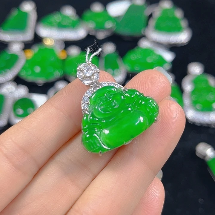 翡翠银S925镶嵌吊坠(不含链)