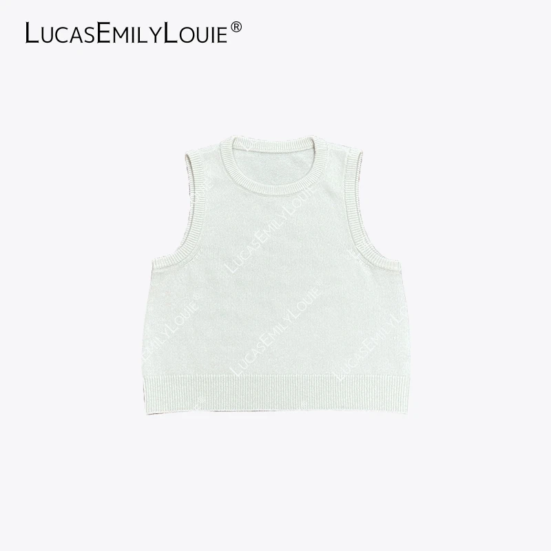 LUCASEMILYLOUIE 简约100澳洲羊毛通勤叠穿圆领针织背心2410906