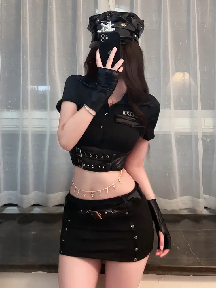 火辣警警*80-120斤万圣节性感制服套装紧身角色扮演cos女警御姐风
