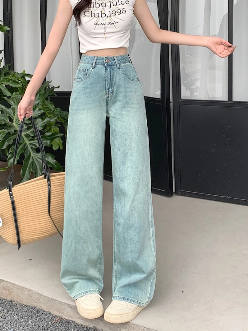 30479(30)垂感韩版拖地裤牛仔裤复古长裤阔腿裤302窗边墙角