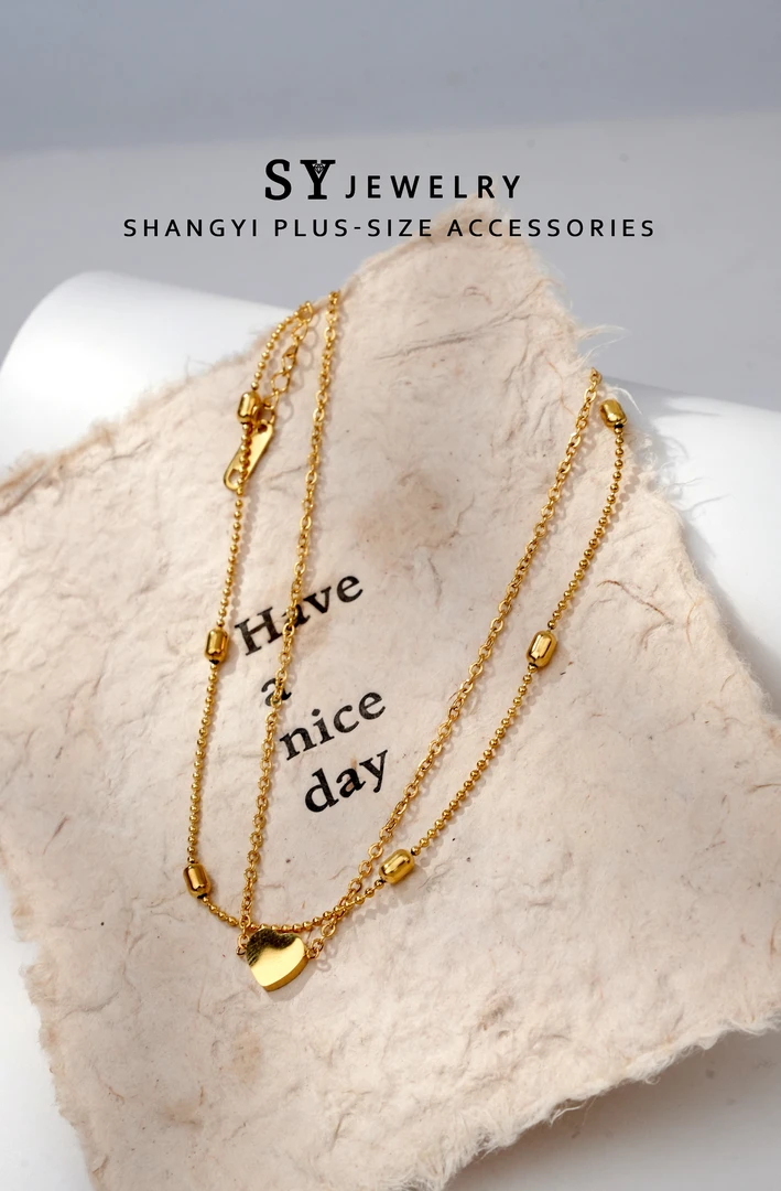 合金脚链 G-011胖妹妹大码饰品时尚百搭气质轻奢双层珠链桃心脚链