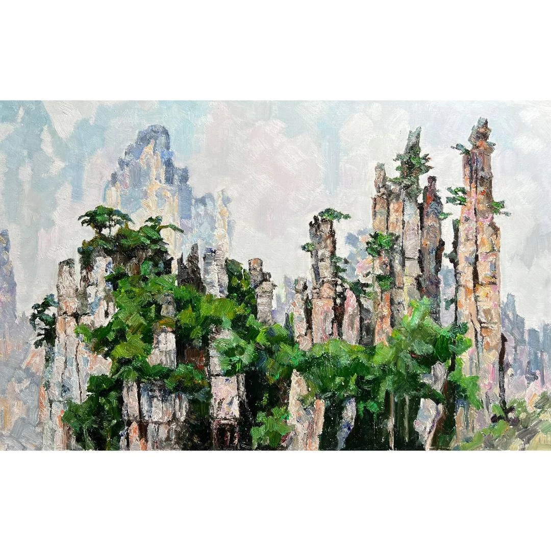 8026吴民本《云漫奇峰》原创手绘风景油画73*115cm客厅玄关沙发墙
