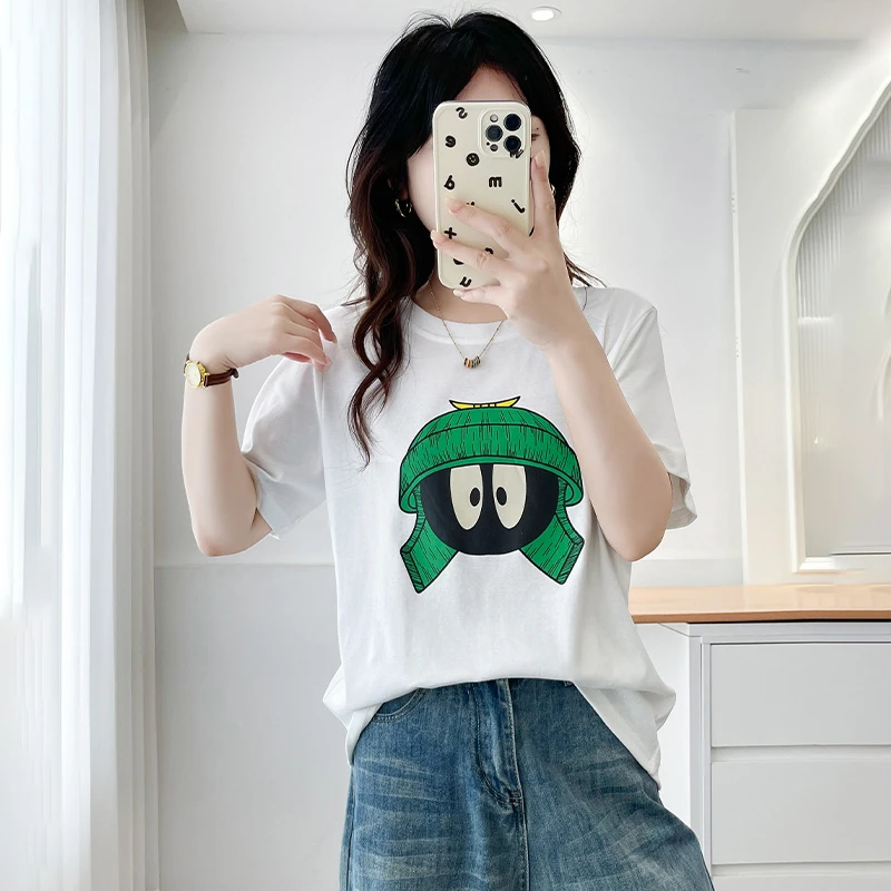 大码女装夏季新款时尚短袖T恤女宽松显瘦百搭胖mm洋气遮肉上衣服