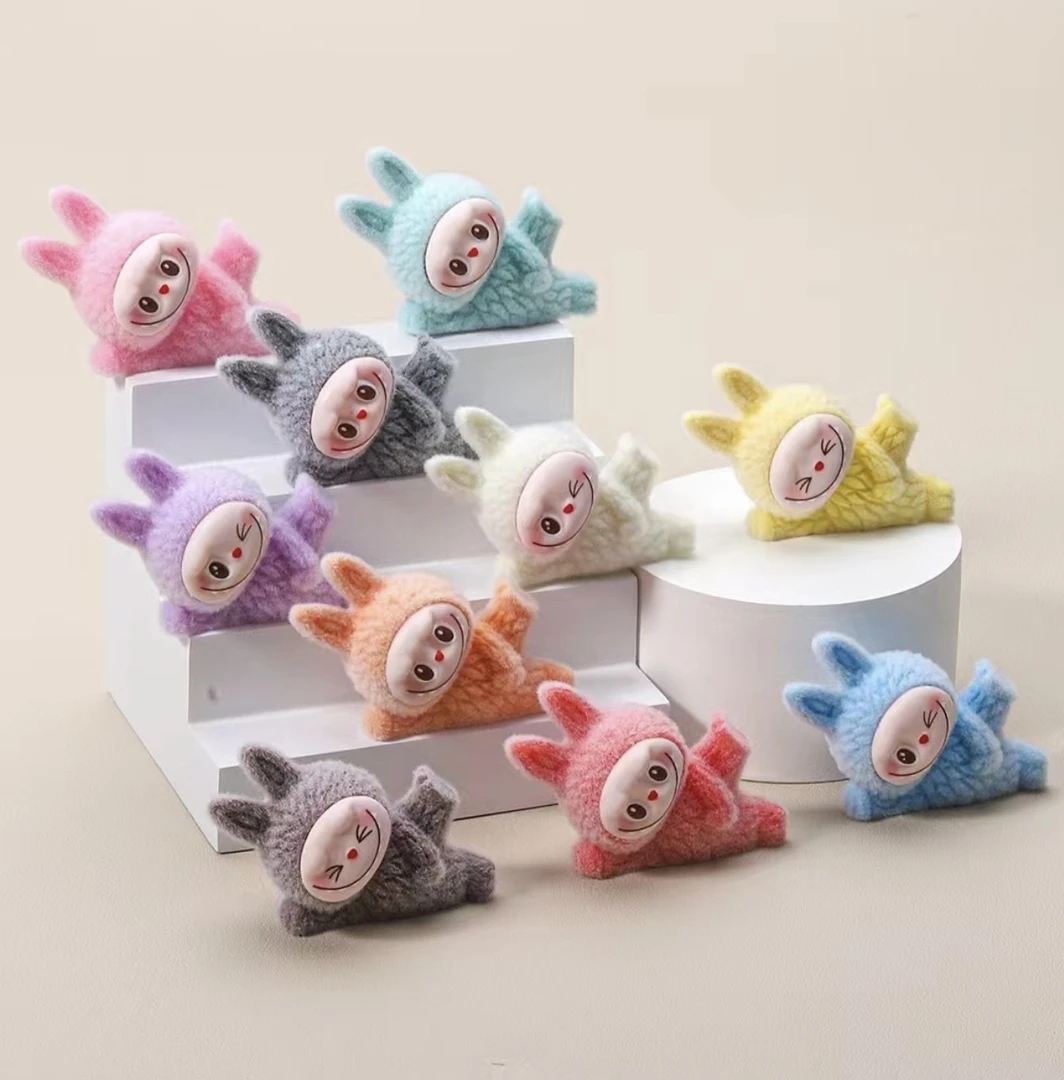 （5号位许愿色踩点）植绒侧躺拉布布diy可爱摆件