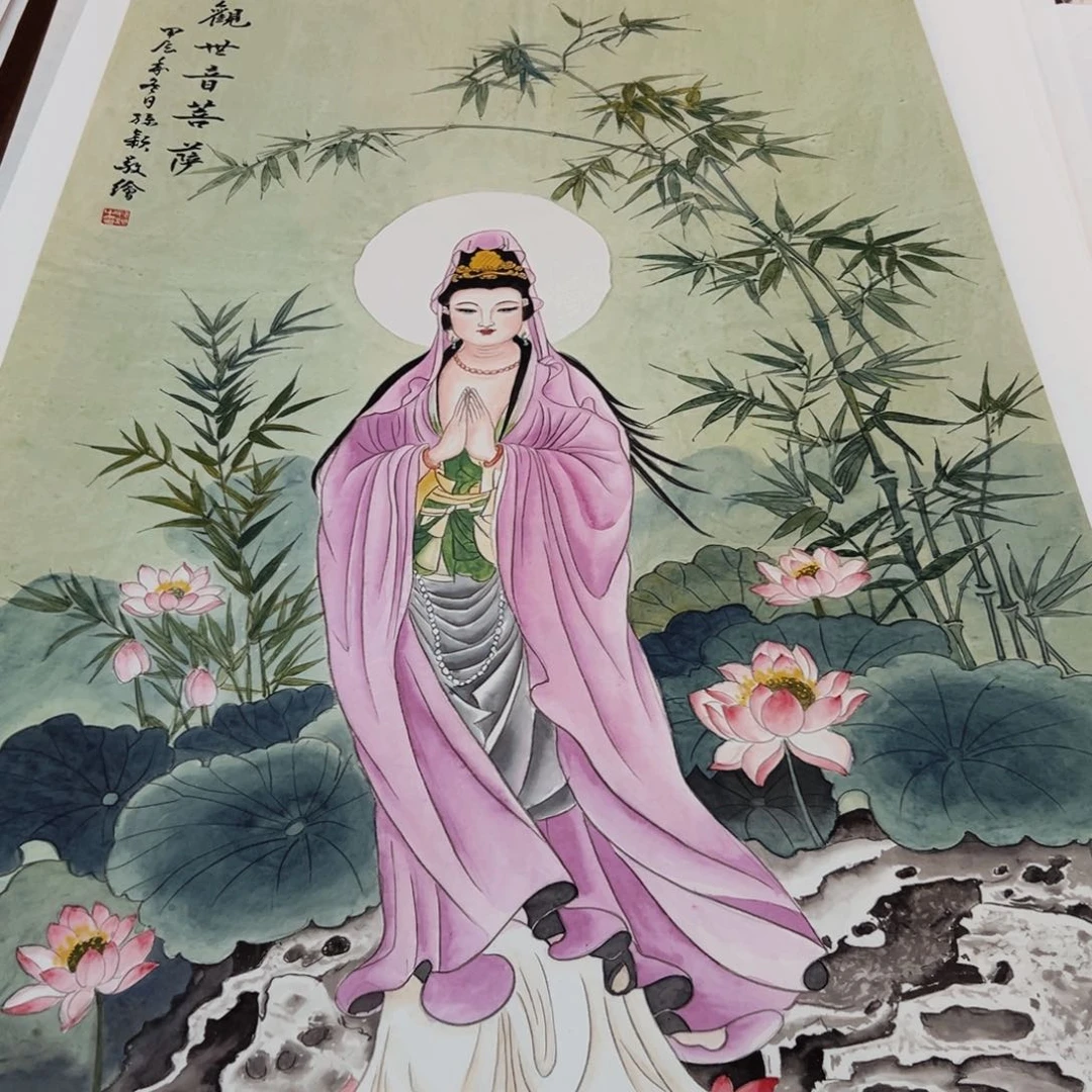 国画林***子孙老师紫衣观音作品