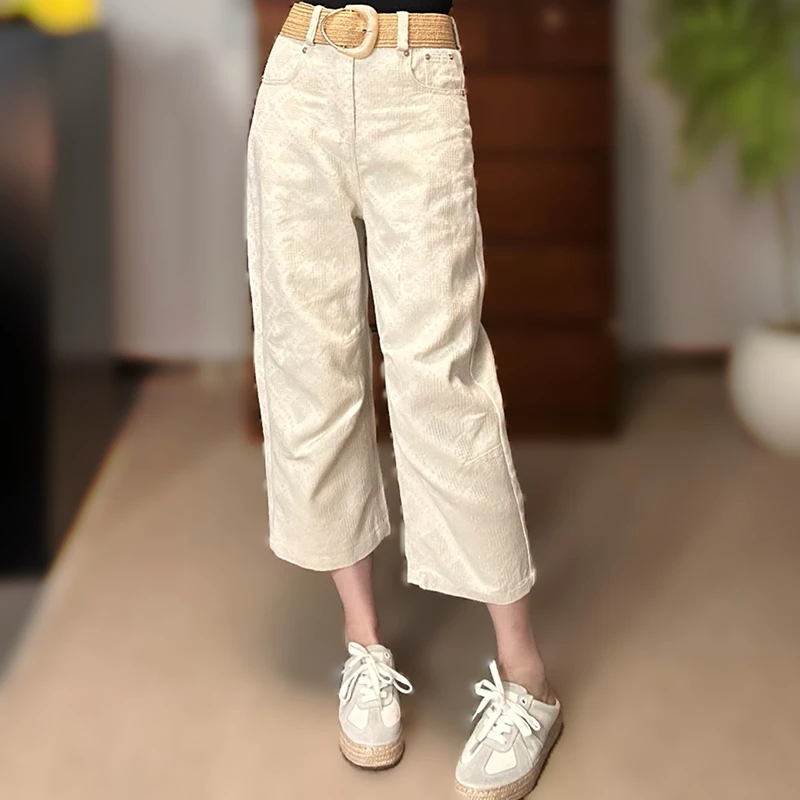 春季新款时尚复古做旧牛仔裤女士宽松显瘦百搭奶奶裤弯刀裤九分裤