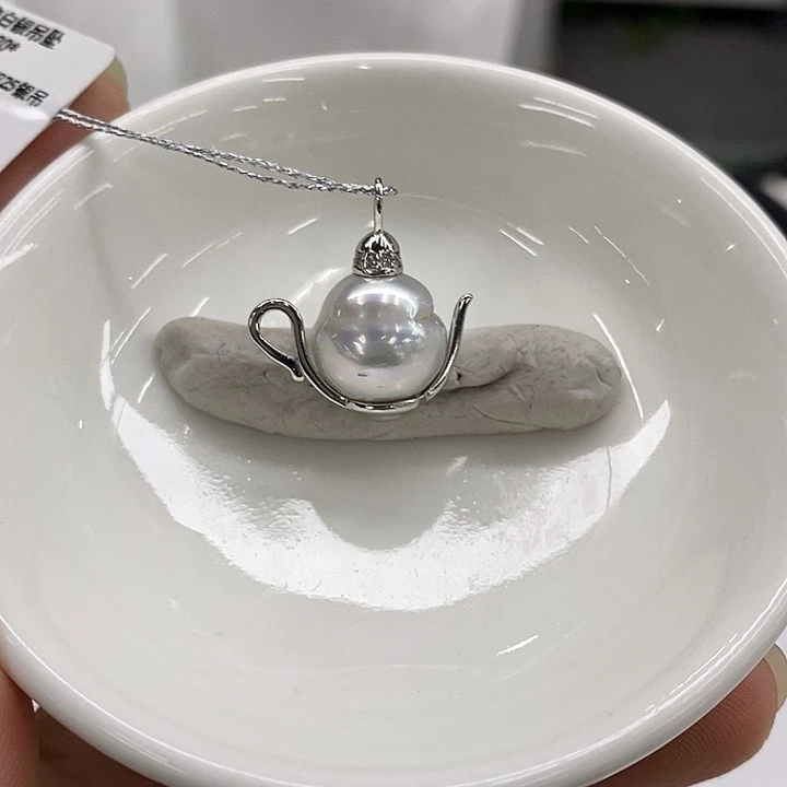 海水珍珠银S925镶嵌吊坠(不含链)澳白11-12mm