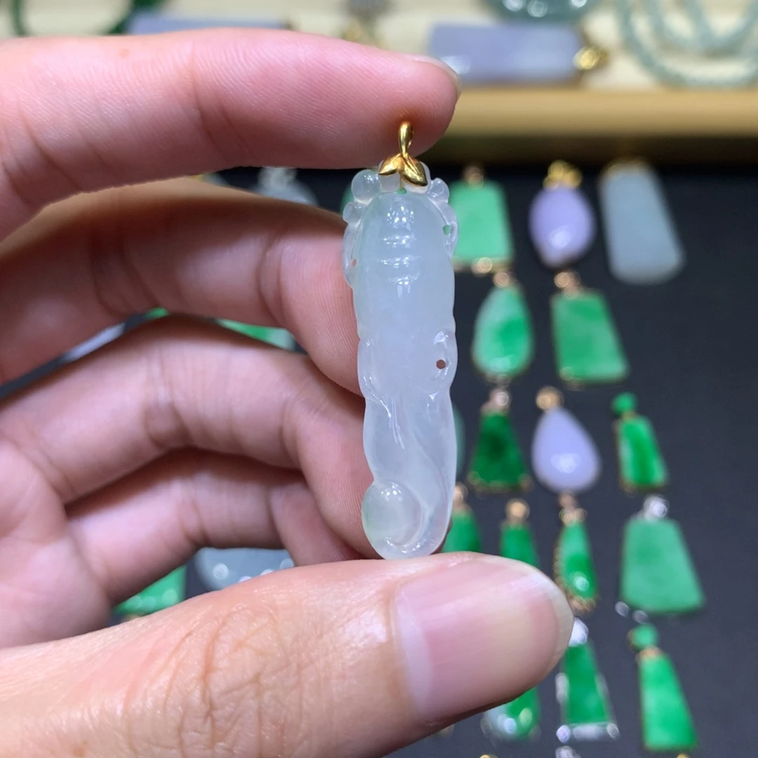翡翠18K金镶嵌吊坠(不含链)