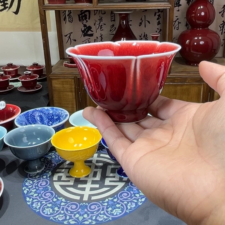 景德镇陶瓷浅行窑花瓣杯