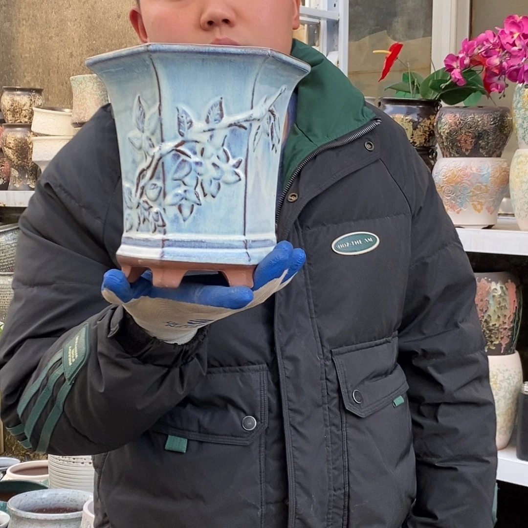 紫砂花盆口17高20瑕疵