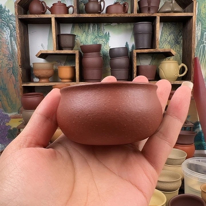 紫砂茶杯拙器甄选，纯原本矿。100毫升