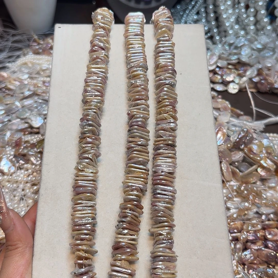 玛瑙/玉髓未镶嵌珠宝半成品天然淡水珍珠无事牌隔片一条16mm