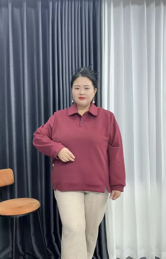 100-240斤特大码加厚款翻领宽松卫衣秋冬季中老年妈妈洋气上衣女