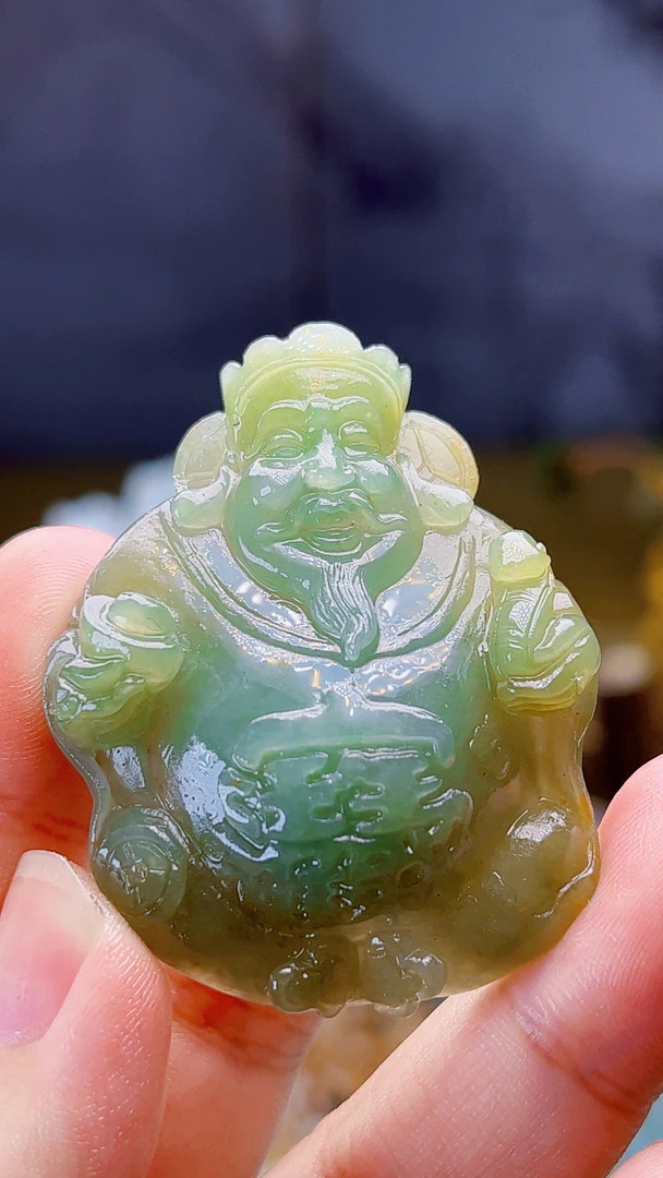 天然缅甸翡翠冰黄加绿财神毛货买断需抛光尺寸49-37-11