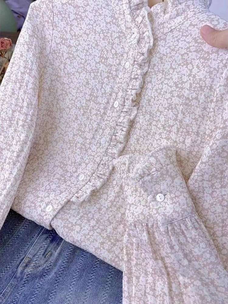 欧货复古风时髦洋气碎花衬衫秋季新款小众设计感显瘦休闲漂亮上衣