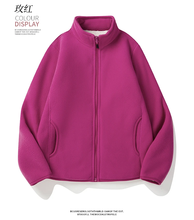 【福利加绒外套-玫红】女款加绒加厚保暖适合秋冬季穿着厚外套