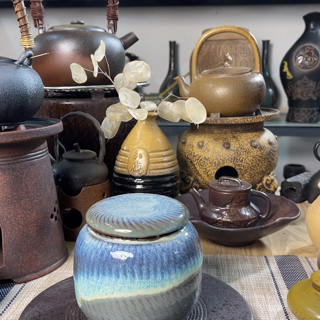 碟紫砂粗陶实用茶叶罐