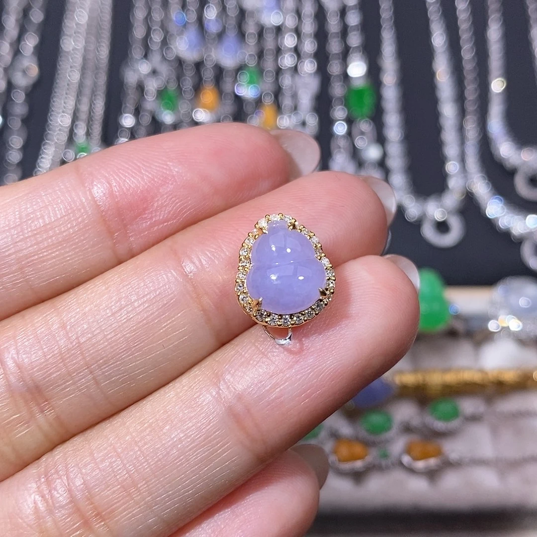 翡翠18K金镶嵌吊坠(不含链)吊坠