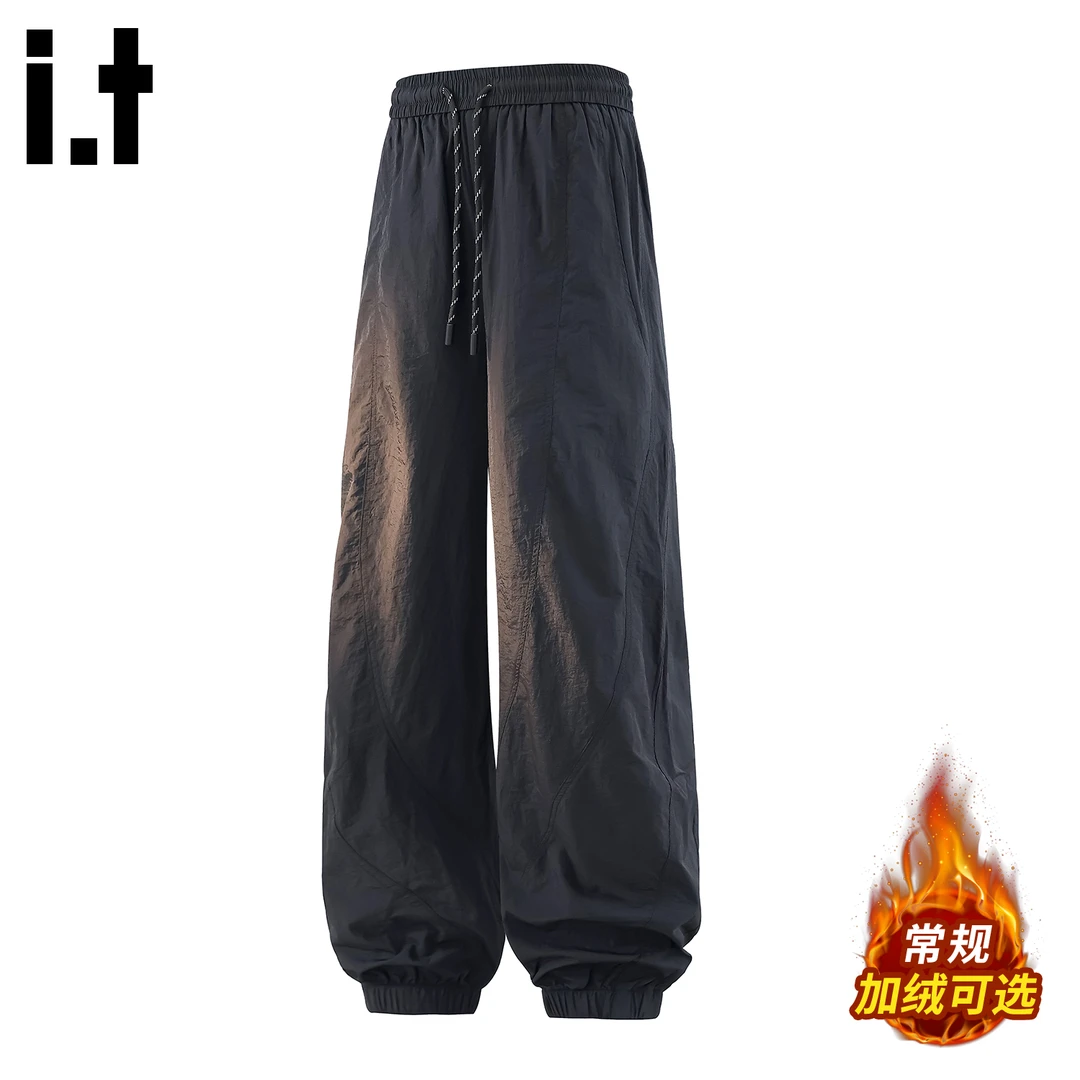i.t:CHOCOOLATE加绒加厚休闲裤男士秋冬季新款潮牌宽松百搭束脚裤