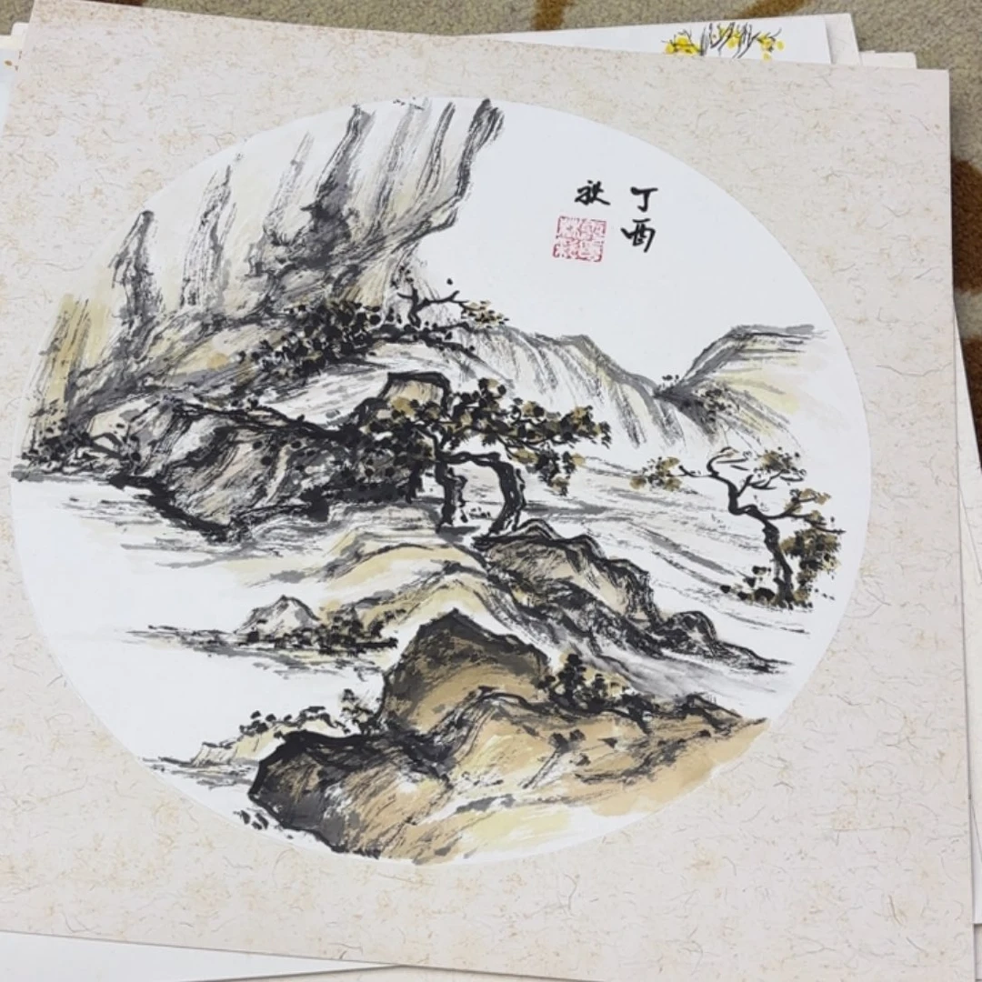 国画卡纸作品山水艺