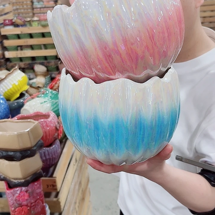 有孔.凑单10元陶瓷花盆发货！