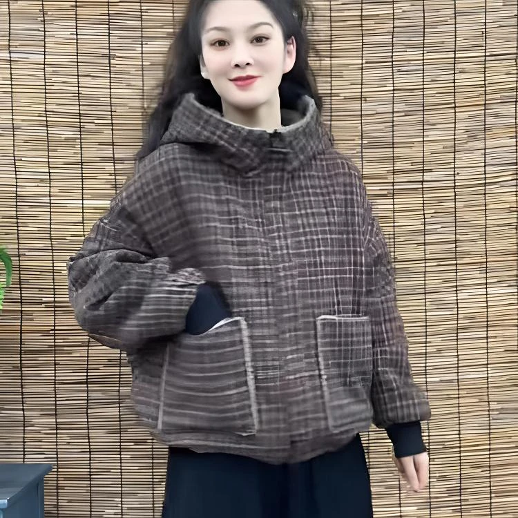 2025秋冬新款美拉德复古格子两面穿保暖洋气显瘦韩版休闲百搭外套