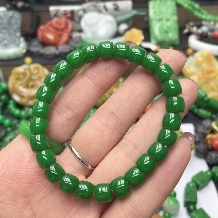 翡翠未镶嵌手链手链干青处理4