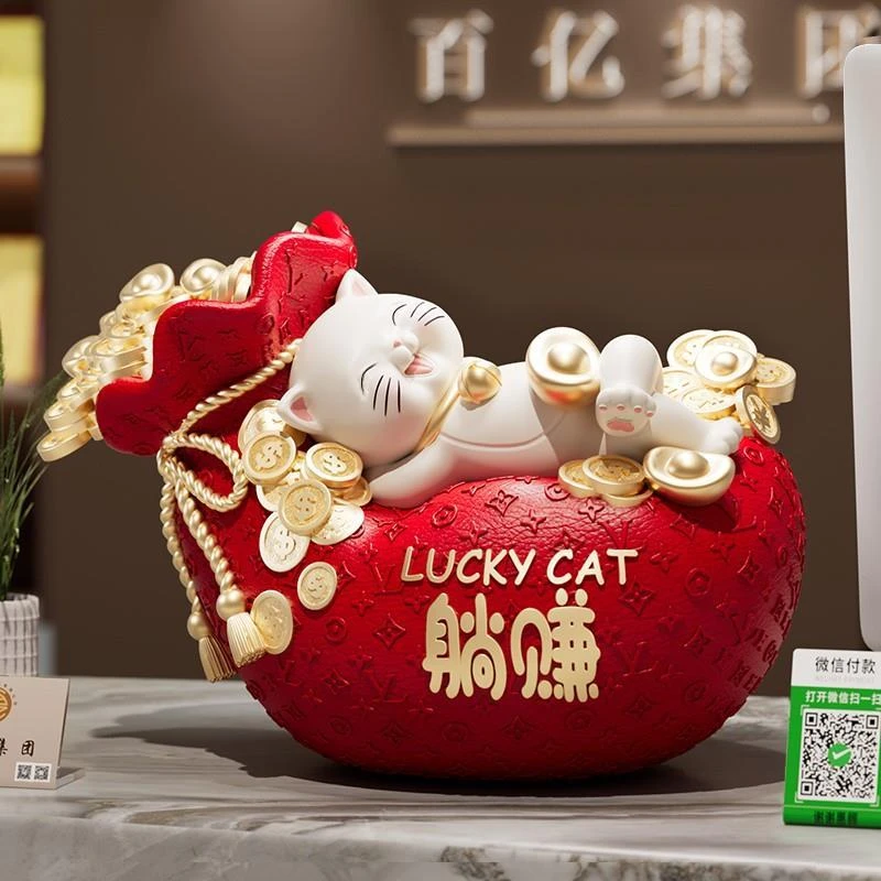 Baomafanxi躺赚招财猫摆件开业礼物前台新款发财猫收银柜台装饰品