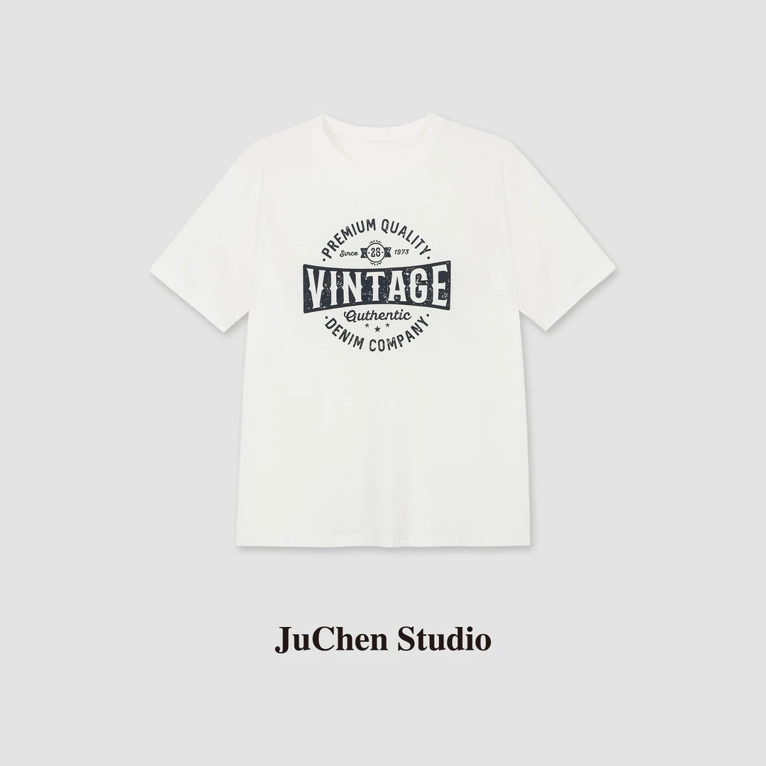 Vintage做旧印花字母百搭休闲宽松圆领短袖 SS103010-16