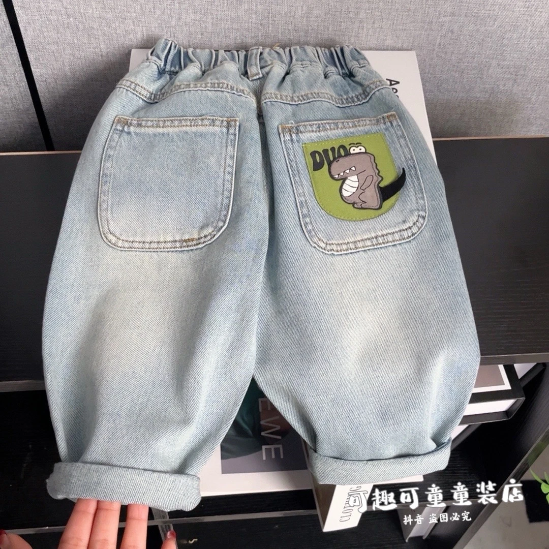 儿童弹力软牛仔裤2025春秋季新品男女童休闲裤宝宝百搭长裤洋气款