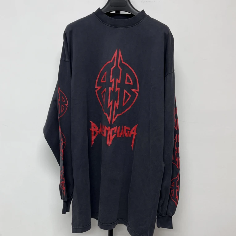 未使用 Balenciaga/巴黎世家 字母印花圆领套头长袖卫衣 04475