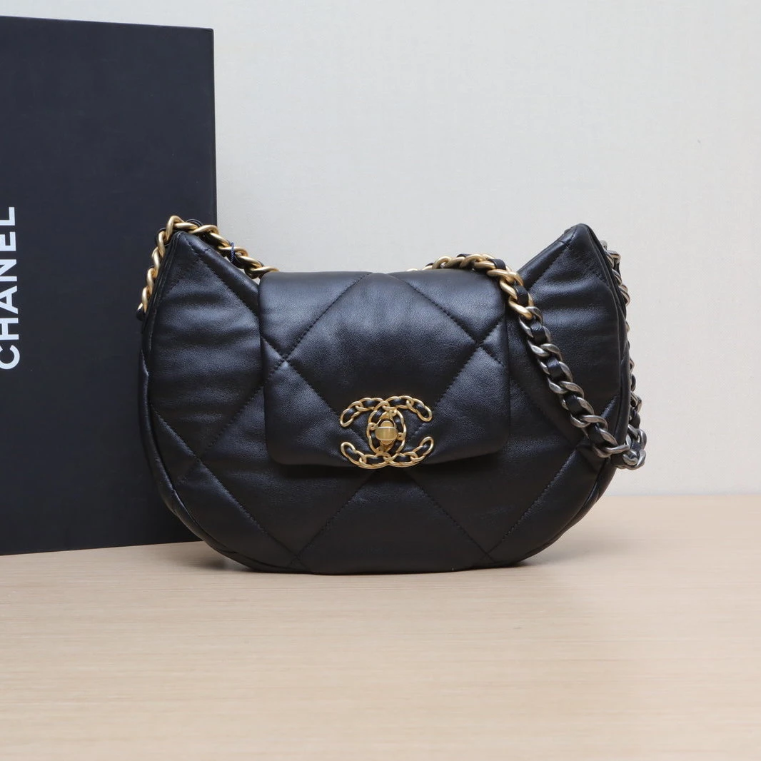 99新 Chanel/香奈儿 【双双】芯片开 24C 19Bag Hobo 腋下包