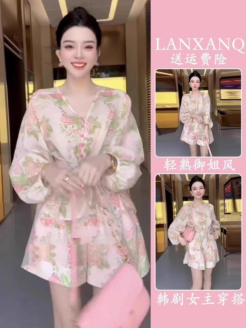 2025新款女装气质穿搭一整套新中式国风超仙防晒衬衫短裤套装夏季