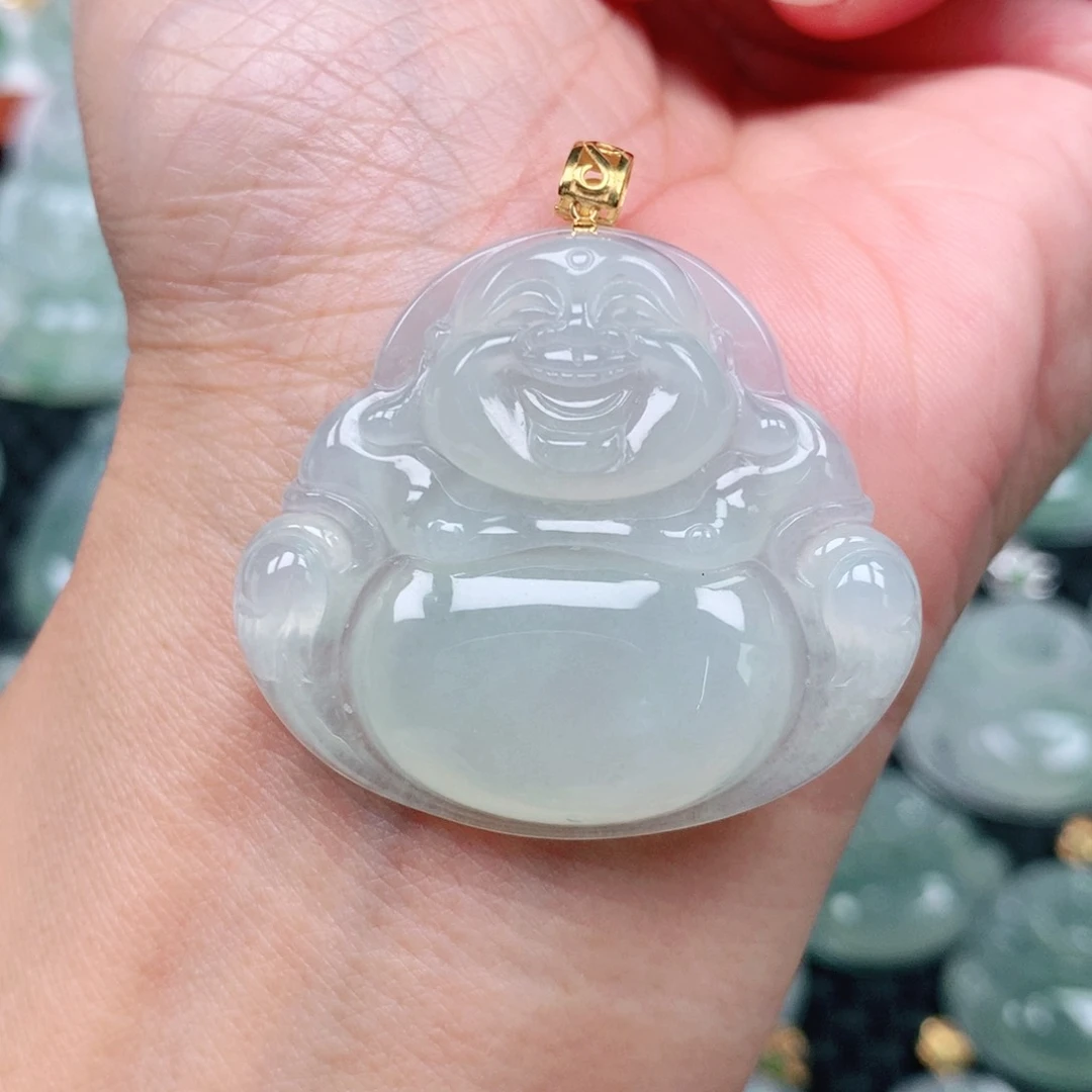 翡翠吊坠(不含链)18K金镶嵌y***怪