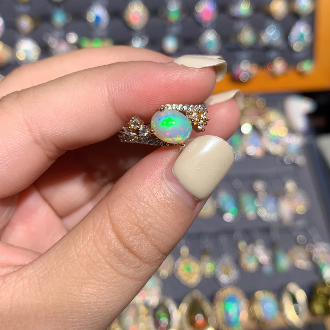 银S925镶嵌欧泊欧泊戒指l